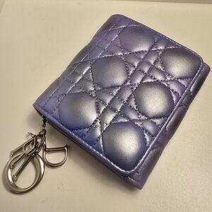 Dior Metallic Purple Quilted Wallet